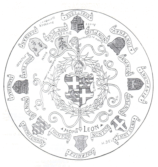 Dessin des la table de marbre armoriée du chapitre de la cathédrale d'Angoulême.